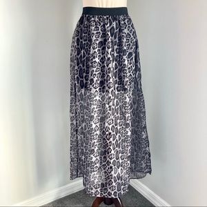 Charlotte Russe Black Leopard Sheer Maxi Skirt